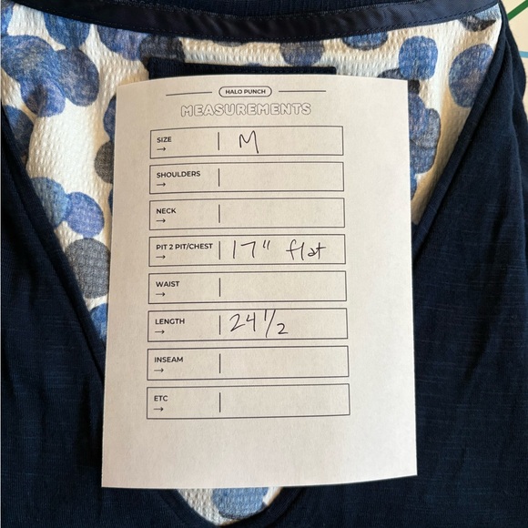 Anthropologie Deletta Navy Layered V-Neck Tank with Blue/White Dotted Trim - Picture 10 of 10